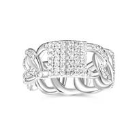APM Monaco ring [Romantic Confession] Chain Hollow Light Luxury Silver White Fashionable Intertwined Link Ring-Wide Version (Single) 52 Endless Love sidabras