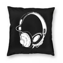 Headphone Music Ambient Noise Square Pillowcase Polyester Linen Velvet Creative Zip Decorative Pillow Case Sofa Cushion Case 40cmx40cm(16x16Inch) white
