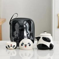 Panda Shaped Teaware Sets Portable Travelling Kung Fu Tea Making Tools Ceramic Teapot Teacup New Year Gifts Souvenirs gray