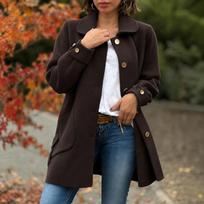 Women's Casual Collar Wool Coat with for Winter XL kava