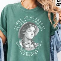 Vintage Anne of Avonlea T-Shirt, Anne of Green Gables Merch Literary Gift Book Lover Tee Anne With An E Carrots Design L.M. Montgomery Fan M gray