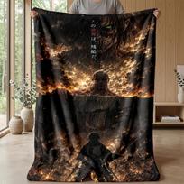Attack on Titan Cozy Flannel Blanket, Comfortable Warm Throw Blanket for Bedroom Sofa Home Use 80cmx120cm