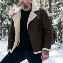 Men's Thickened Winter Jacket - European American Outdoor Hunting Coat, Fleece Lined Hiking Jacket,  New Crossbody Men's Outerwear 5XL tamsiai ruda spalva