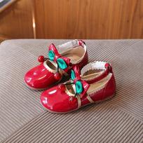 Girls Mary Jane Shoes Bowknot Sweet Princess Shoes Kids Low Heel Round Toe 29 raudona