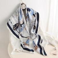 90 * 90 cm Kvadratinė šilko skara Moteriškos skaros Kaklo skara dizainerio spauda Šifonas Hijab Šalikas Foulard Lady Neck Šalikai Minkšti Big Bandana gray