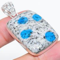 K2 Blue Azurite Gemstone 925 Sterling Silver Gift Jewelry Pendant 1.97 blue
