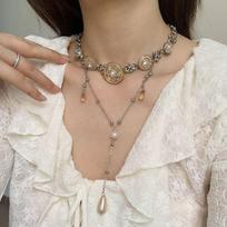 Court Style Light Luxury High-end Necklace Female Athena Sweet Cool Pearl Tassel Double-layer Spice Girl Style Neck Chain Accessories Tide brown