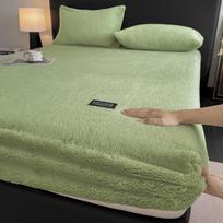 Žiemos koralinis vilnos aksomo prigludęs čiužinio užvalkalas - neslystantis, visiškai uždengiantis, viengulės lovos uždangalas 48*74cm Single Pillowcase beige