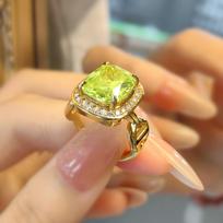 Temperament Pig Nose Apple Green Ring Women'S Light Luxury High Carbon Diamond Mint Color Treasure Open Adjustable Ring opening adjustable brown