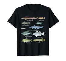 Types of Freshwater Fish Fishing Rod Fly Fishing Reel Gift T-Shirt Men Cotton O-neck Tshirt Hip Hop Tees Streetwear Harajuku 3XL black