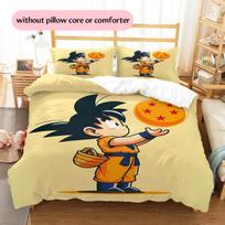Cartoon Son Goku Pattern Bedding Home Decoration Birthday Gift (1 * duvet cover + 2 * pillowcase, without core) 135x200cm black