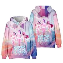 10 Colors KPop Demon Hunters Cartoon Printed Sweatshirt Outdoor Sport Cosplay Pullovers Hoodie Cosplay Costume XXS tamsiai mėlyna spalva