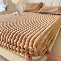 Žiemos šilta patalynė Taff Velvet Fleece Patalynė pliušinis čiužinio užvalkalas Storas lovos užvalkalas Minkštas pliušinis paklodė Tvirtas flanelinis elastinis paklodė 90x200cm Only a Sheet beige