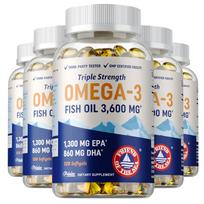 Trigubos stiprybės Omega 3 žuvų taukai, 3600 mg porcijoje, turtingi EPA ir DHA ekstraktais, maisto papildas, tinkamas suaugusiems. 120*5