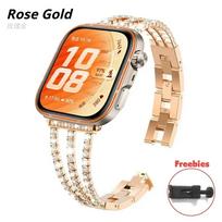Women Diamond Bracelet For Huawei Watch Fit 3 Fit 4 4Pro Fit 5 Stainless Steel Metal Chain Band For Huawei Watch Fit 5 Pro Strap Huawei Watch Fit 4/4Pro rožinio aukso spalvos