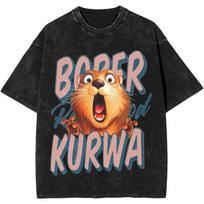 Bober Kurwa Meme Accessories Washed T Shirt Streetwear Hip Hop Vintage Summer T-Shirt Bobr Moment Tee Shirt for Men Women Cotton 2XL įvairiaspalvis