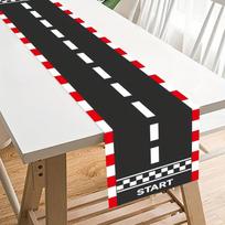 Black Red Racing Track Linen Table Runner Racing Themed Decor Reusable Kitchen Dining Table Runner Holiday Party Decorations 150x33cm black