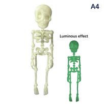 Judamas skeletas šaldytuvo magnetas 3D spausdintas sąnarių skeletas dekoras Helovinas Siaubo Šviečiantis kaukolės magnetas Šaldytuvo lipdukas A4 beige