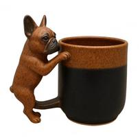 Rankų darbo buldogų puodelis su šuniuko dizainu Šunų mylėtojams Gėrimo indai 3D gyvūno puodelis Namų dekoravimui Style 3 black