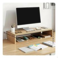 Screen Stand Riser, Desk Organizer with Drawer, Ergonomic Desktop Storage Cocoa Cream White Natural Wood Simple-40cm black