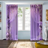 2 vnt. romantiškos violetinės gėlių užuolaidos, vintažinis gėlių raštas, elegantiški langų užuolaidos svetainei, miegamajam, namų dekoravimui 60x150cmx2&Rod pocket &2 panels white