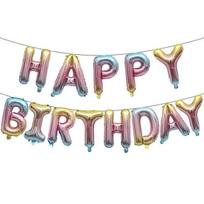 16  Rose Gold Birthday Letter Balloon Set - Happy Birthday Aluminum Foil Balloons