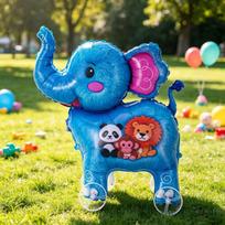 1Pcs Baby Shower Accessories Cartoon Foil Balloon Animal Stand Walking Balloon With Wheel For Kid Birthday Party Decor Ballons A8 blue