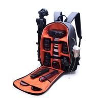 Waterproof Durable Camera Backpack DSLR Mirrorless Sony Canon Nikon - Travel Hiking Photography Bag With Padded Compartment Gray/Orange black