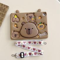 Capybara Silicone Tablet Case IPad Air Pro 11 Inch Shockproof Stand Cover Cartoon Style With Optional Lanyard iPad Mini 6-7