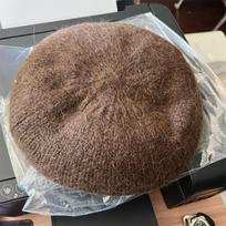 Cashmere wool knitted beret women's big head circumference autumn and winter fashion simple and versatile retro mohair painter hat One Size gray