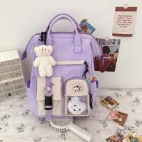Backpack Women Waterproof Candy Colors Backpacks Fancy High School Bags for Teenage Girl Cute Travel Rucksack AVE gray