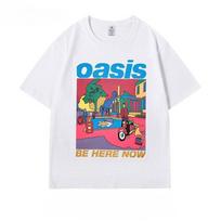 OASIS, A British Rock Streetwear Brand, Offers Pure Cotton T-shirts That Are Artistic High Street Unique for Men Women in Summer 4XL blue