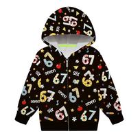 Children Girls Steal a Brainrot 67 Six Seven Printed Hooded Zipper Long Sleeves Jacket 130cm gray