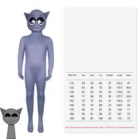 Sprunki Cosplay Costume Monster Terror Jumpsuit for Adults Kids Carnival Party Role Play Bodysuit Child Girl Clothes 110 gray