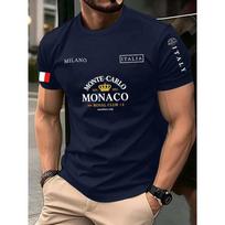 Best-selling Monaco Raidės Vėliavos Spausdinimo Vyriški ir Moteriški Marškinėliai - Laisvi Kasdieniai Street Stiliaus Trumpomis Rankovėmis XS brown
