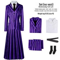 Adamsų šeima Trečiadienė Mokyklos uniforma Cosplay Helovino kostiumas 120 purple