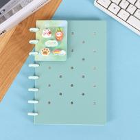 A5 Binder with Mushroom Button Holes, DIY Cover, Cute Accessories, and Decor for Student Diary Notebook. Standard PP mėtų žalios spalvos