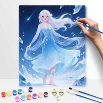 Disney Elsa Frozen oil painting by numbers art kit. handmade diy painting home decoration gifts 40x50cm gray