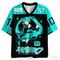 Vocaloid Hatsune Miku Marškinėliai Anime Džersis 3D Spausdinimas Streetwear Viršutinė dalis Gerbėjams Harajuku Palaikymo Apranga V formos iškirptė Trumpomis rankovėmis T-shirt 6XL black