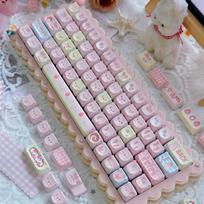 Cute Kawaii Bear EAO keycap Pink Purple Expression Pbt For Diy Mechanical Keyboard Side Engraved Cute Cat Keycap Iso/Ansi Layout gray