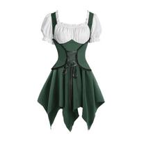 Women's Casual 3/4 Bell Sleeve Dress for Everyday Wear XL tamsiai žalia spalva