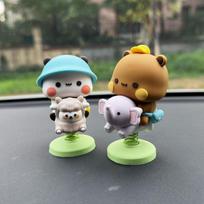 PVC Bubu Dudu Bear Model Toy Shaking Head Auto Center Console Ornament Cartoon Miniatures  Car Home A+B white
