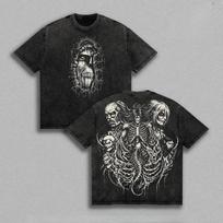 Japanese Anime Attack on Titan T-shirt Vintage Washed Oversized T Shirt Summer Short Sleeve Polyester Tees Tops Men Women Clothing 2XL black