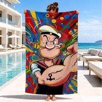 Popeye's Strength Displayed Beach Towel, Super Soft Microfiber, Perfect Gift for Her/Him, Birthday, for Pool, Beach, Travel, Decor Beach Party 80cmx160cm(31x63inch) blue