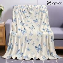 Blue Watercolor Butterfly Lightweight Microfiber Soft Christmas Fleece Blanket Warm Cozy Throw for Sofa Office Travel All Season 75x90cm gray