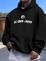 Casual Fleece hoodie with Bold  CAN-AM  Graphic Print M black