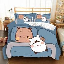 Kawaii Bubu ir Dudu 3D spausdinimo anime patalynės komplektas Antklodės užvalkalas Antklodė Lova Vienvietė Twin Pilna King Queen Dydžio Patalynės Komplektas Vaikams 135X200cm-2pcs gray