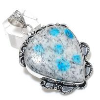 K2 Blue Azurite Gemstone 925 Sterling Silver Jewelry Pendant 2.36 gray