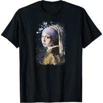 Girl with a Pearl Earring by Jan Vermeer T-Shirt XXXL juoda