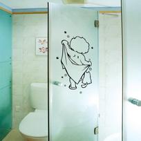 Cute Waterproof Removable Shower Glass Door Sticker Kids Bathing Wall Sticker Decal 43x26CM white